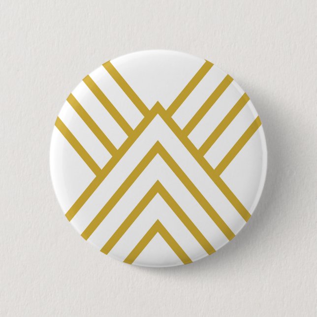Abstract geometrical, white and gold button (Front)