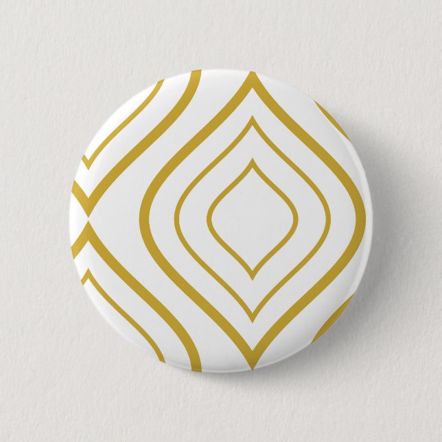 Abstract geometrical, white and gold button (Front)