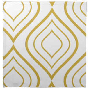 Abstract geometrical, white and gold cloth napkin
