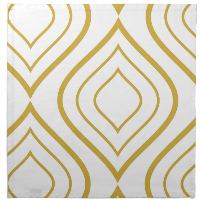 Abstract geometrical, white and gold cloth napkin (Front)