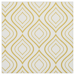Abstract geometrical, white and gold fabric
