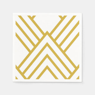 Abstract geometrical, white and gold napkins