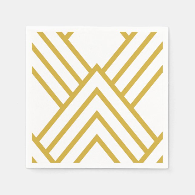 Abstract geometrical, white and gold napkins (Front)