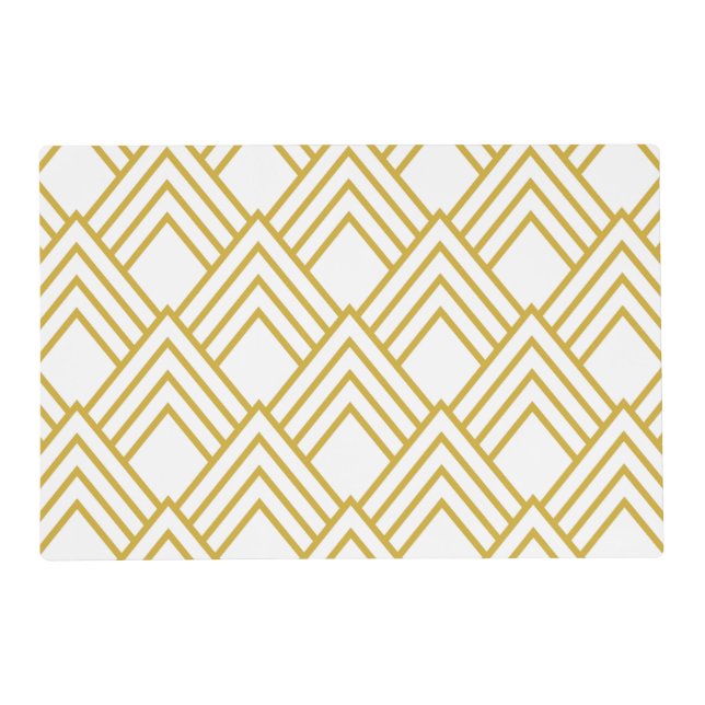 Abstract geometrical, white and gold placemat (Front)
