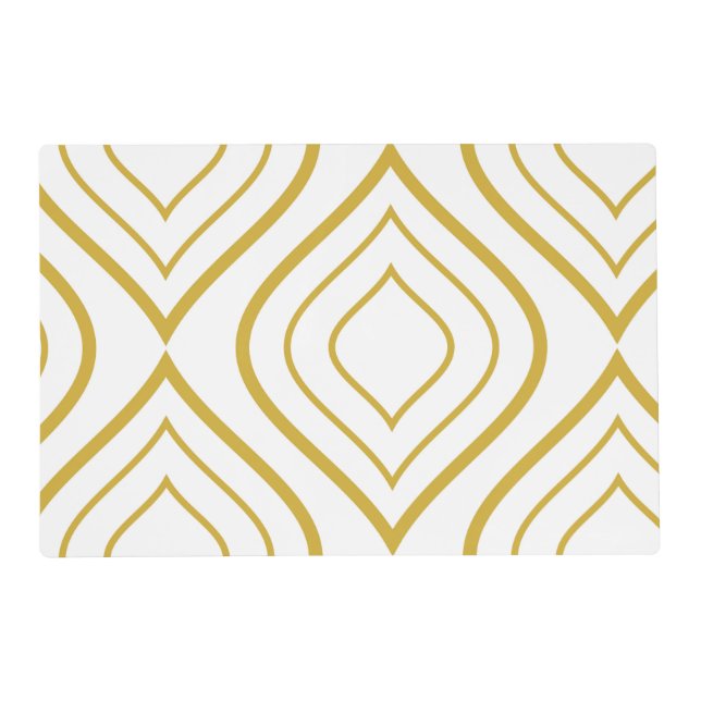 Abstract geometrical, white and gold placemat (Front)