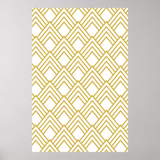 Abstract geometrical, white and gold poster (Front)