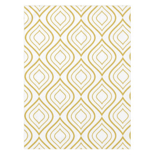 Abstract geometrical, white and gold tablecloth