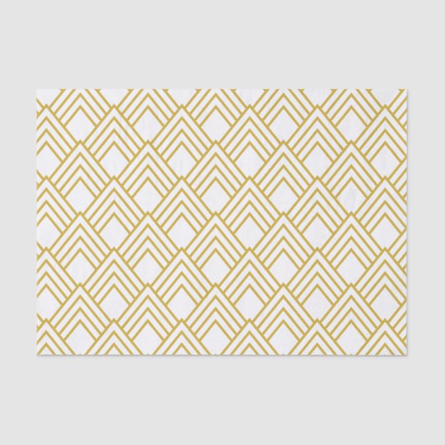 Abstract geometrical, white and gold tissue paper (Front)