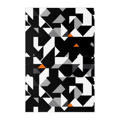 Abstract Geometrics Pattern _ BW _ Gray _ Orange Acrylic Print