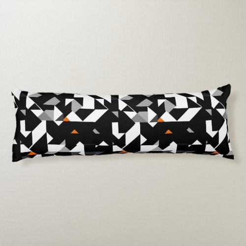 Abstract Geometrics Pattern _ BW _ Gray _ Orange Body Pillow