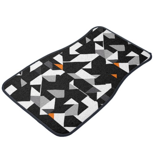 Abstract Geometrics Pattern _ BW _ Gray _ Orange Car Floor Mat