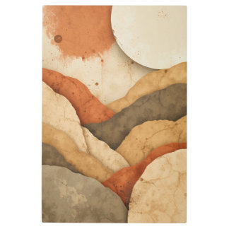 Abstract Geometry Earth Tones Flow Metal Print