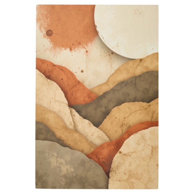 Abstract Geometry Earth Tones Flow Metal Print (Front)