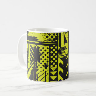 Abstract Geometry in Lime Yellow and Black Coffee Mug