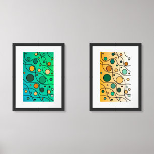 Abstract Geometry – Vibrant Line & Circle Art Duo Wall Art Sets