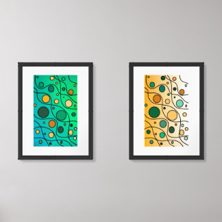 Abstract Geometry – Vibrant Line & Circle Art Duo  Wall Art Sets