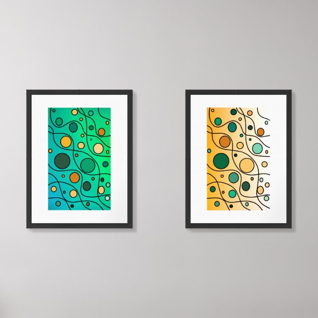 Abstract Geometry – Vibrant Line & Circle Art Duo  Wall Art Sets (Front)