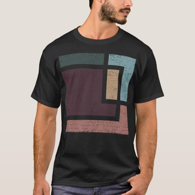 Abstract Geometry With Earth Tones Distressed Desi T-Shirt (Front)