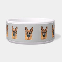 Abstract German Shepard Ceramic Pet Bowl