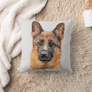 Abstract German Shepard Throw Pillow