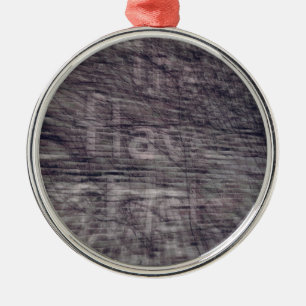 Abstract Ghost Sign on Brick Building Metal Ornament