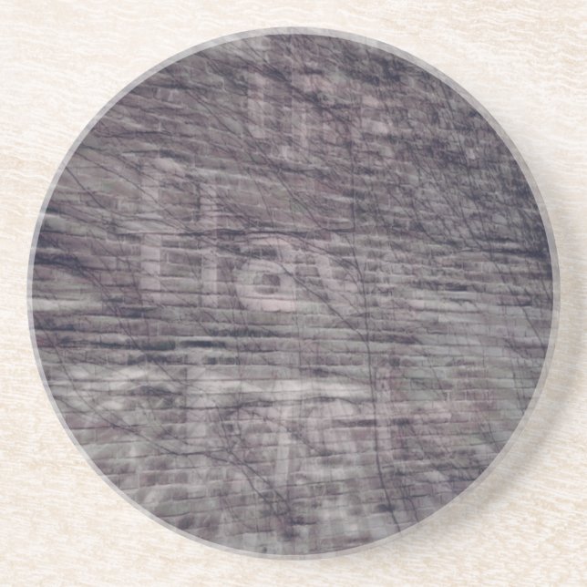 Abstract Ghost Sign on Brick Building Sandstone Coaster (Front)