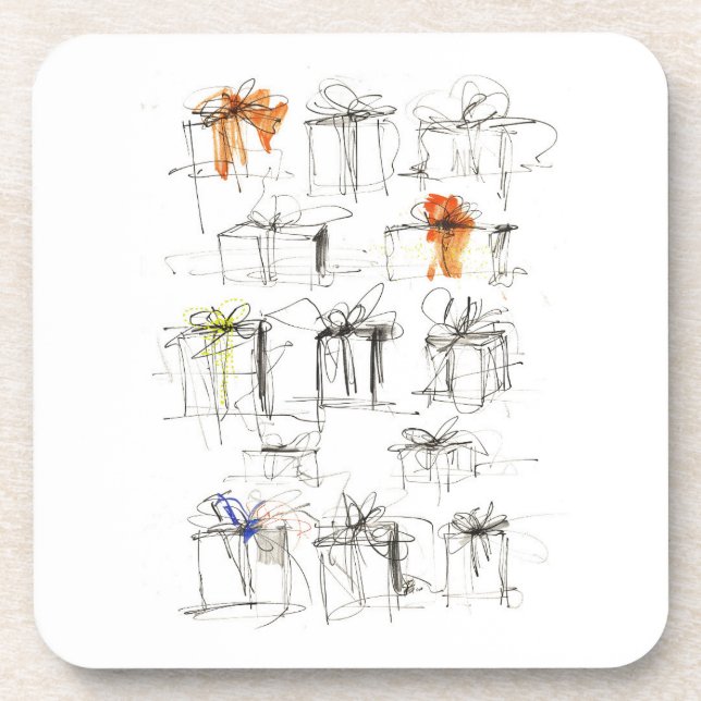 Abstract Gift Boxes Pattern Beverage Coaster (Front)
