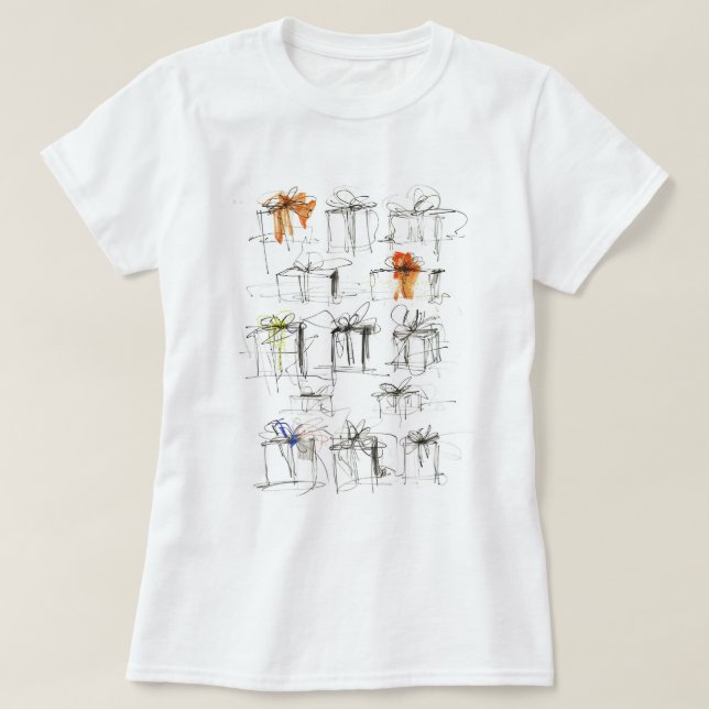Abstract Gift Boxes Pattern T-Shirt (Design Front)