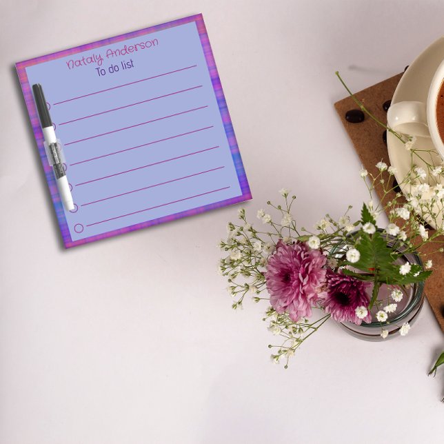 Abstract gingham pattern blue purple border dry erase board (Creator Uploaded)