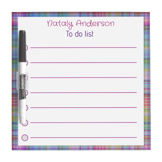 Abstract gingham pattern border dry erase board (Front)