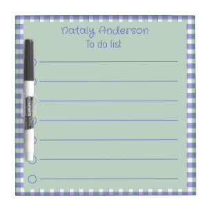 Abstract gingham pattern green blue border dry erase board