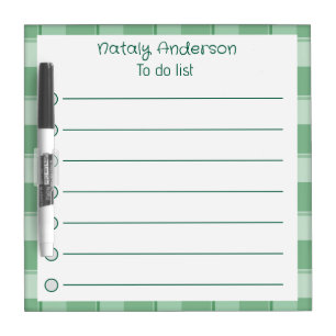 Abstract gingham pattern green border dry erase board