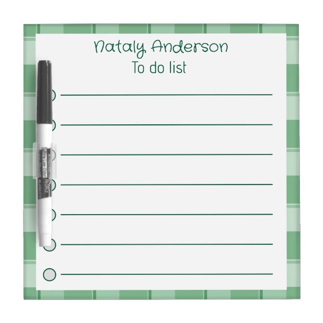 Abstract gingham pattern green  border dry erase board (Front)