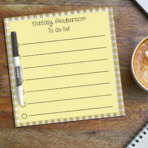 Abstract gingham pattern grey yellow border dry erase board