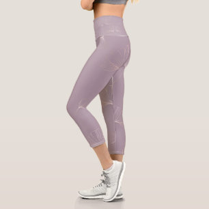 Abstract Ginkgo Biloba Botanical Rose Gold Capri Leggings