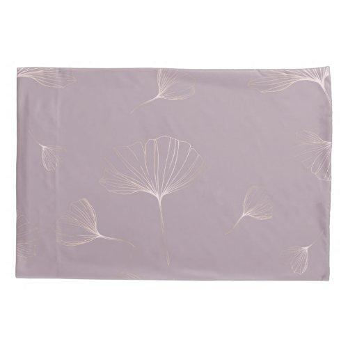 Abstract Ginkgo Biloba Botanical Rose Gold Pillow Case