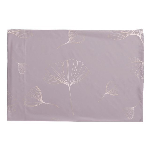 Abstract Ginkgo Biloba Botanical Rose Gold Pillow Case (Back)