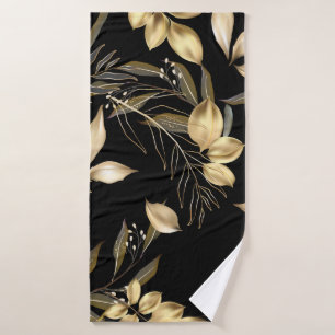 Abstract ginkgo leaves. Luxury glitter ginkgo on r Bath Towel