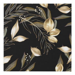 Abstract ginkgo leaves. Luxury glitter ginkgo on r Faux Canvas Print