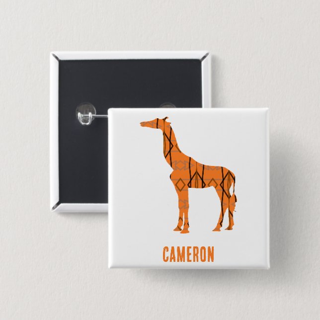 Abstract giraffe silhouette monogram button (Front & Back)