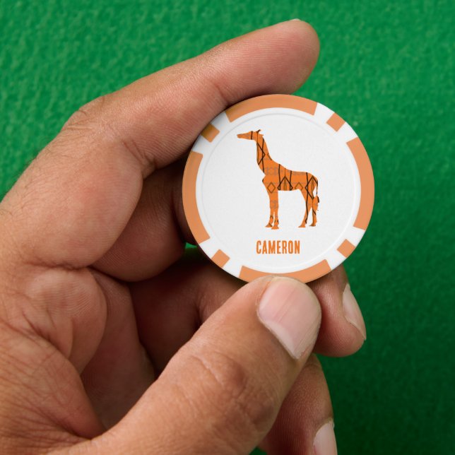 Abstract giraffe silhouette monogram poker chips (Hand)