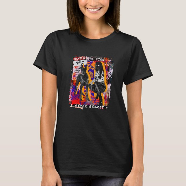 Abstract Girl Doberman Cities Style Collagen Rebel T-Shirt (Front)