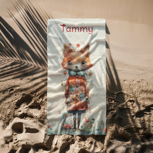 Abstract Girl Fox Wearing Clothes Beach Towel