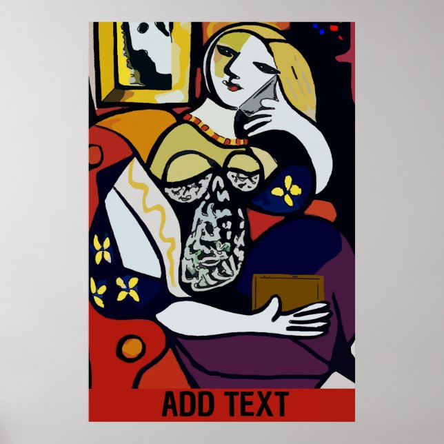 Abstract Girl on Cell Phone Poster (Front)