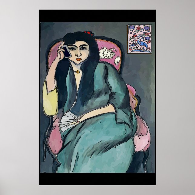 Abstract Girl on Cell Phone Poster (Front)