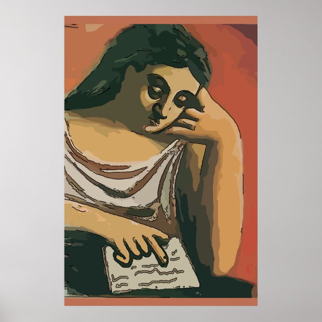 Abstract Girl on Tablet 2 Poster (Front)