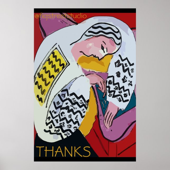 Abstract Girl on Tablet 4, edit text Poster (Front)