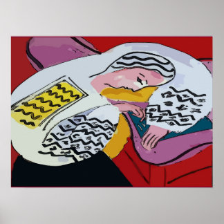 Abstract Girl on Tablet 4 Poster