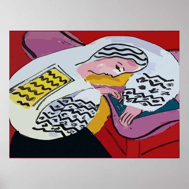 Abstract Girl on Tablet 4 Poster (Front)