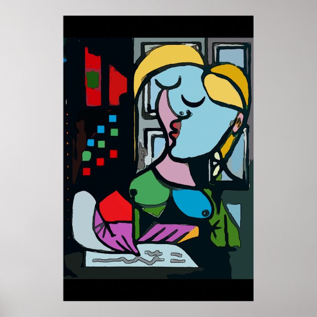 Abstract Girl on Tablet Poster (Front)